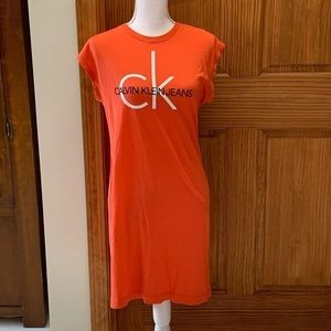 Calvin Klein monogram T shirt dress SM soft modal cotton blend